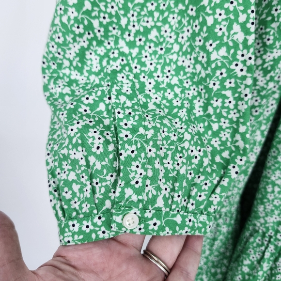 J.Crew Womens Printed Tie-Waist Mini Dress Size S Green Floral Preppy Classic - Picture 6 of 8